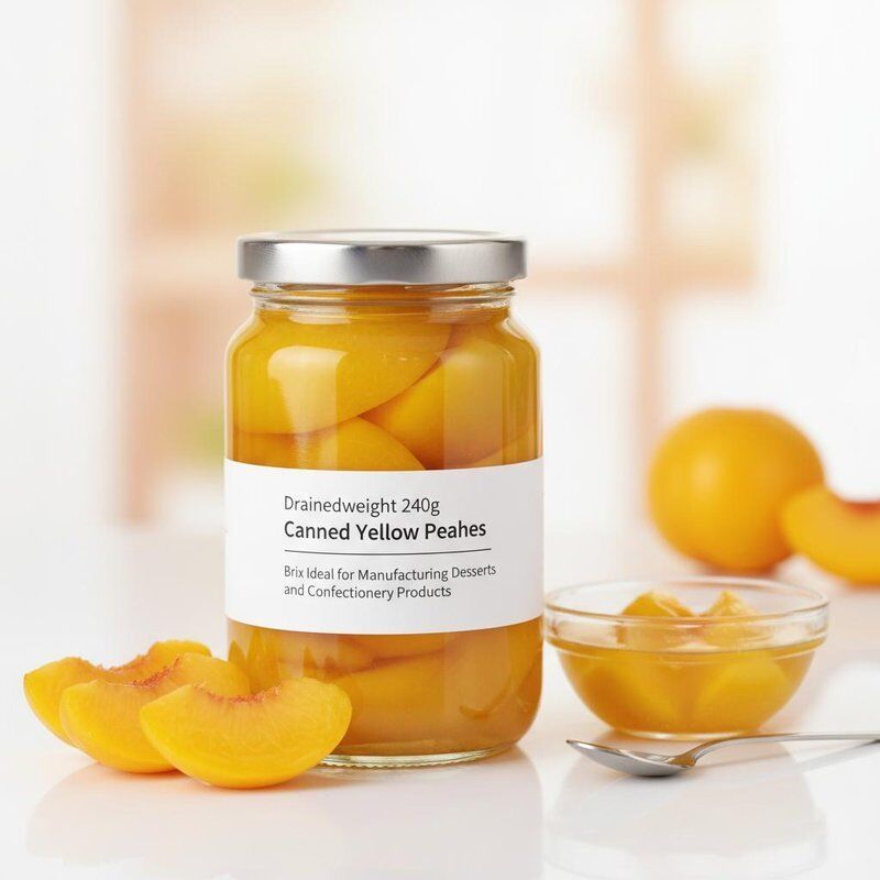 Canned Fruit Canned Yellow Peach Drainedweight 240g Brix Ideal for Manufacturing Desserts and Confectionery Products