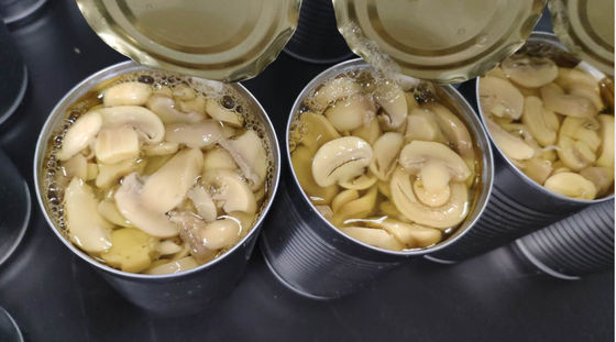 Champignon paddenstoel ingeblikt Champignon paddenstoel met een zoutgehalte van 0,6-1,3 procent Op koele en droge plaats bewaren Perfect voor voedselverwerking
